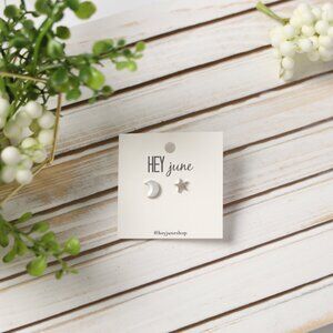 Hey June Earrings - Moon and Star Studs - NEW